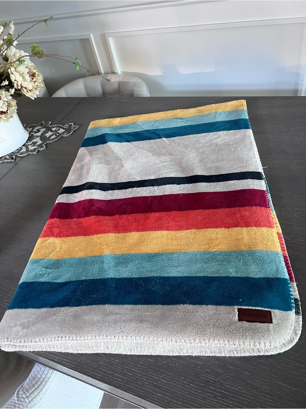 Pendleton Multicolor Striped small blanket - Yellow, Blue, Red, Teal & Pink